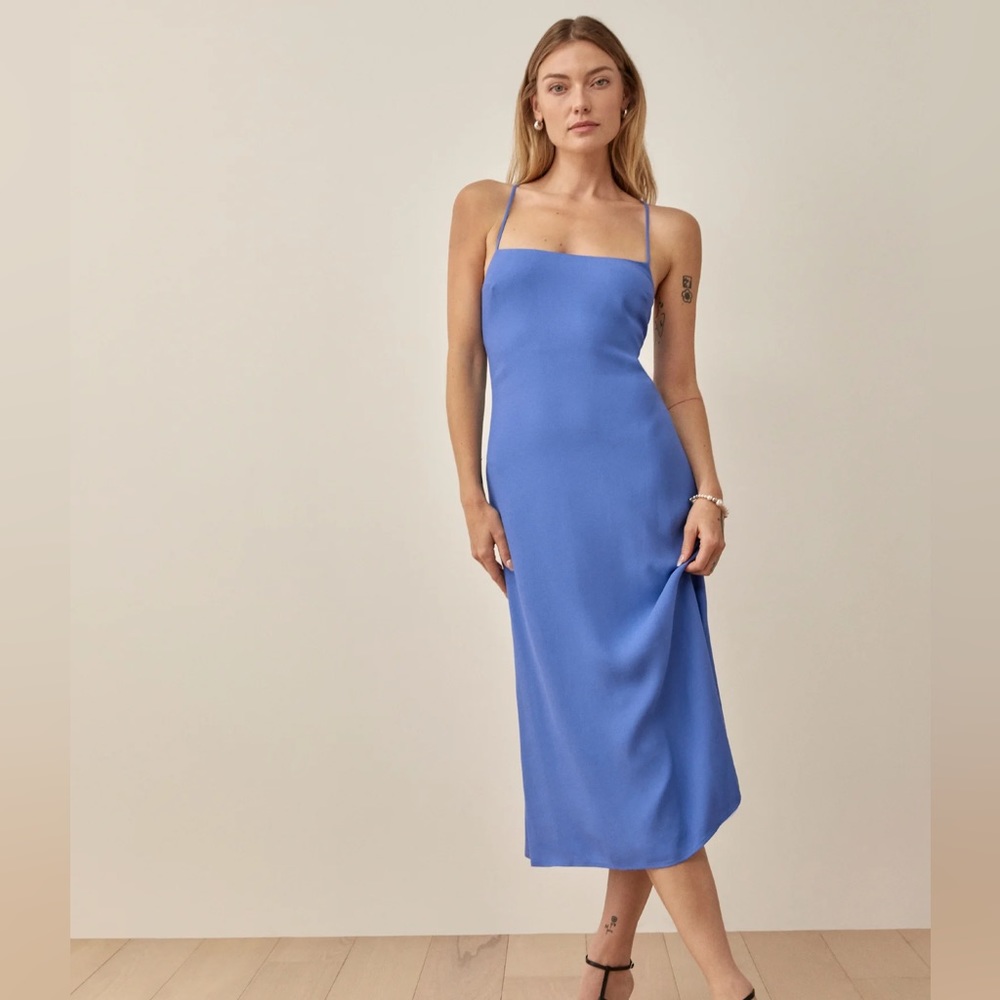 Reformation Dover Midi Dress in Dusk Blue
